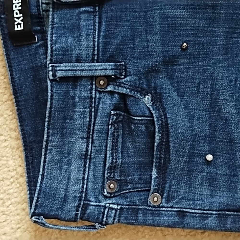 Express Midrise Ankle Denim Jeggings Women's Size 2 Stretch Performance Y2K Blue - Picture 4 of 10
